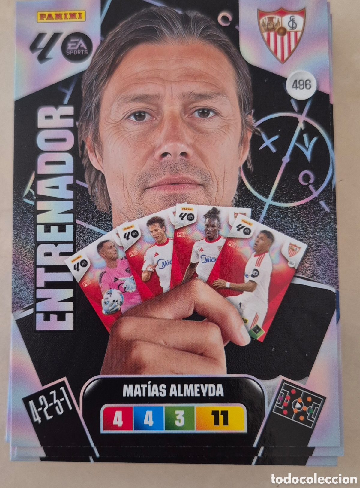 Cromos de F&uacute;tbol: 496 Almeida entrenador Sevilla adrenalyn 2026