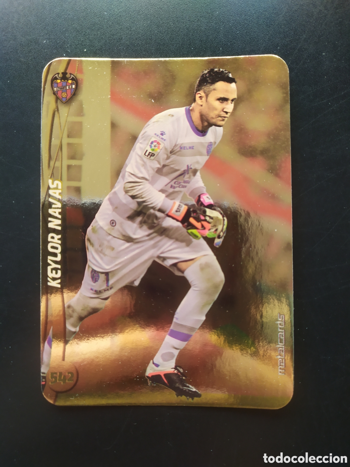 Football Stickers: Mundicromo fichas Liga 2014 2015 14 15 Keylor Navas top brillo liso dorado n&deg; 542 Levante