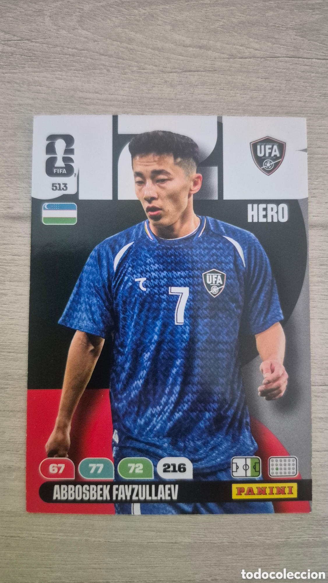 Fu&szlig;ball-Sticker: N&deg;513 Uzbekistan Abbosbek Fayzullaev Adrenalyn FIFA World Cup 2026