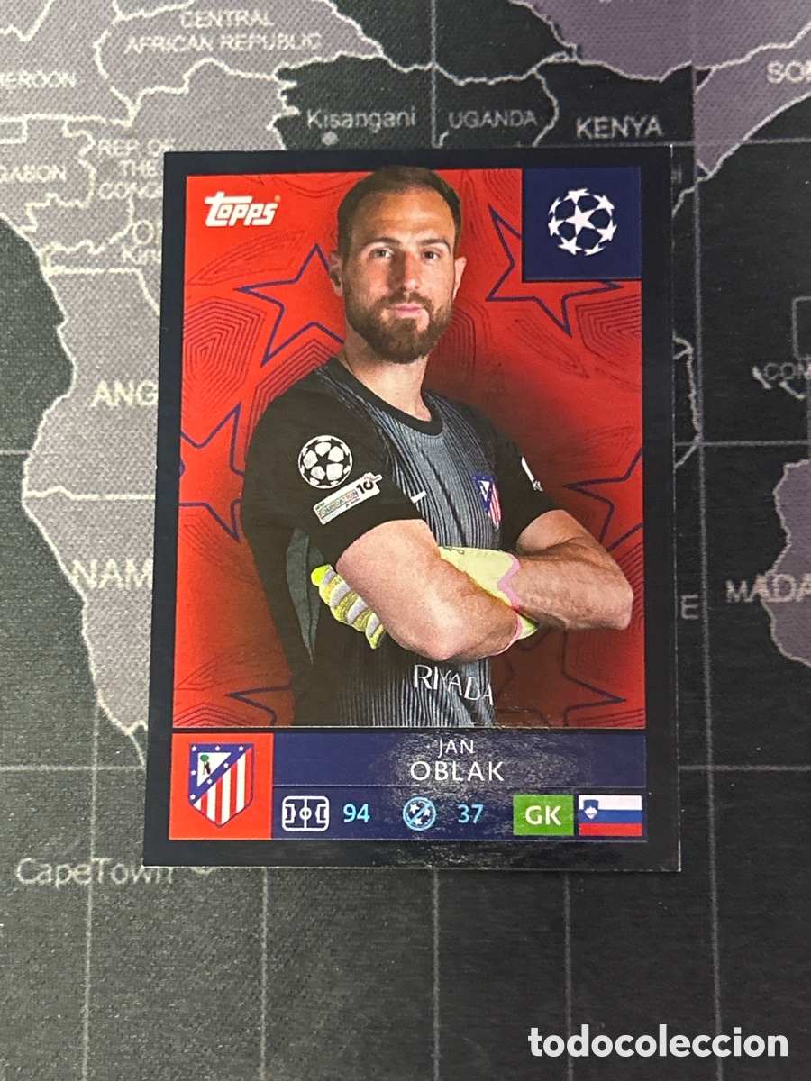 Cromos de F&uacute;tbol: 114 JAN OBLAK (ATLETICO MADRID) PARALELA BLACK TOPPS CHAMPIONS LEAGUE STICKERS 2025 2026 25 26