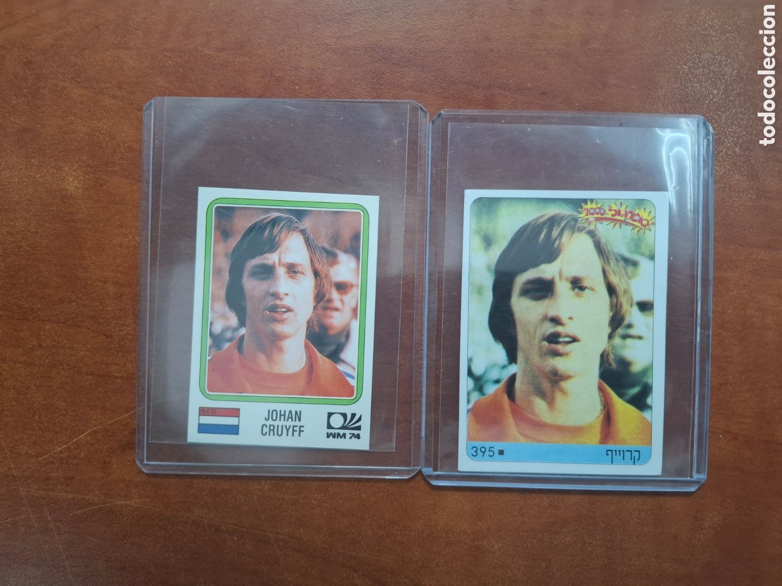 Cromos de F&uacute;tbol: Double Johan cruyff Panini Stickers hebrew Version & world cup story