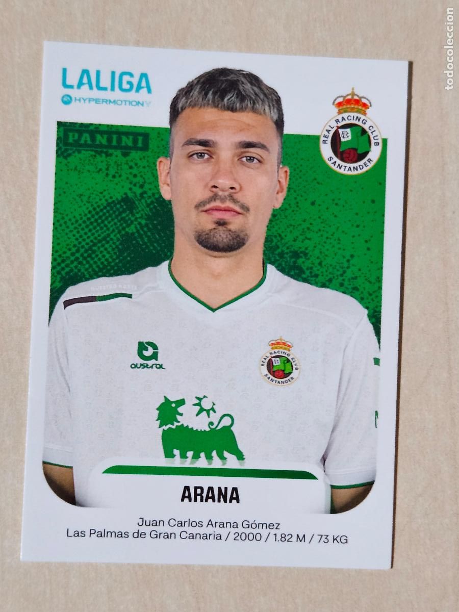 Cromos de F&uacute;tbol: N&ordm; 343 ARANA - RACING DE SANTANDER - CROMO - LIGA HYPERMOTION 2025 2026 SEGUNDA DIVISION 25 26