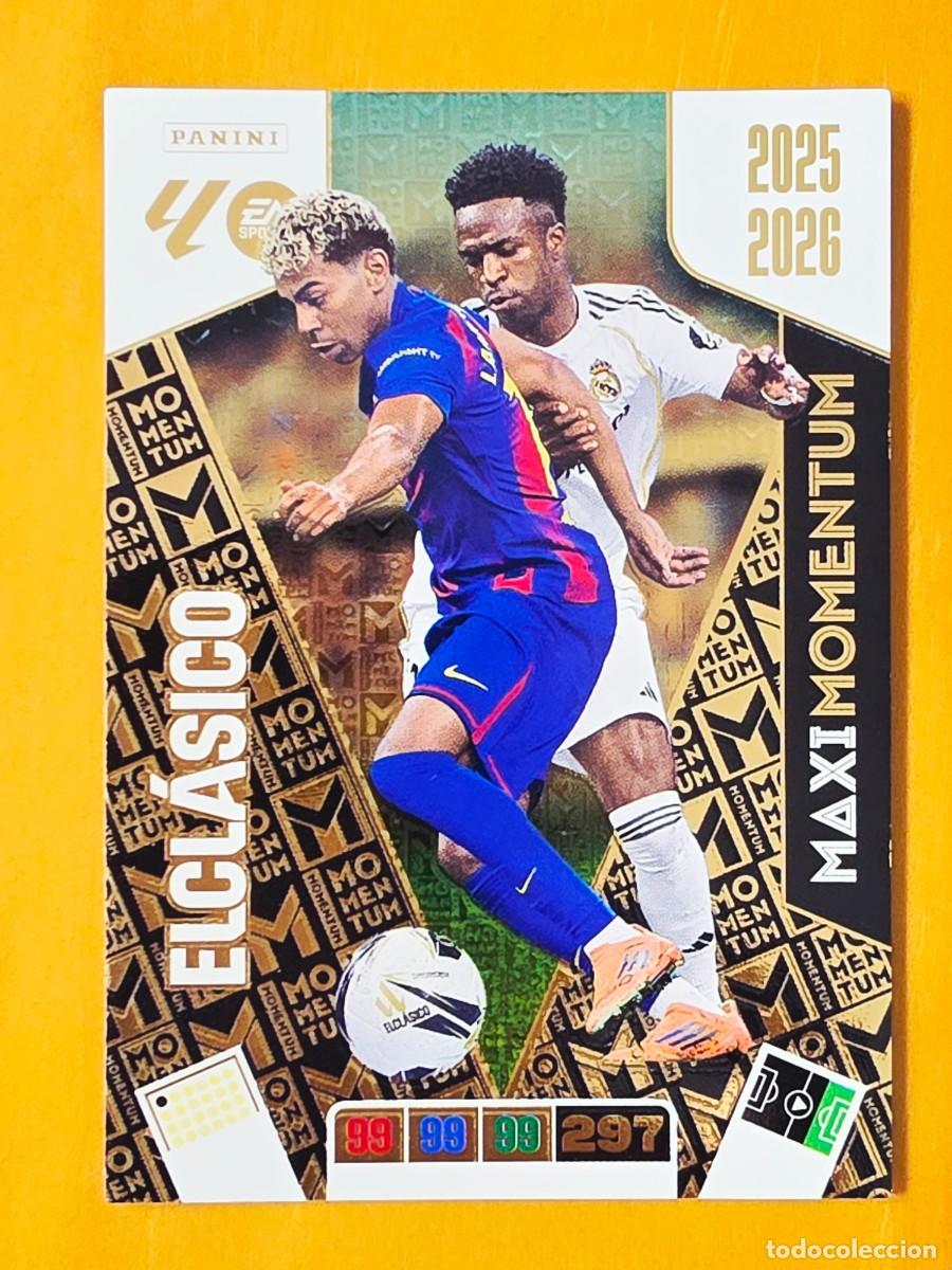 Cromos de F&uacute;tbol: Maxi Momentum Lamine Yamal, Vin&iacute;cius, El cl&aacute;sico, Panini Adrenalyn XL Liga 2025 2026 25 26
