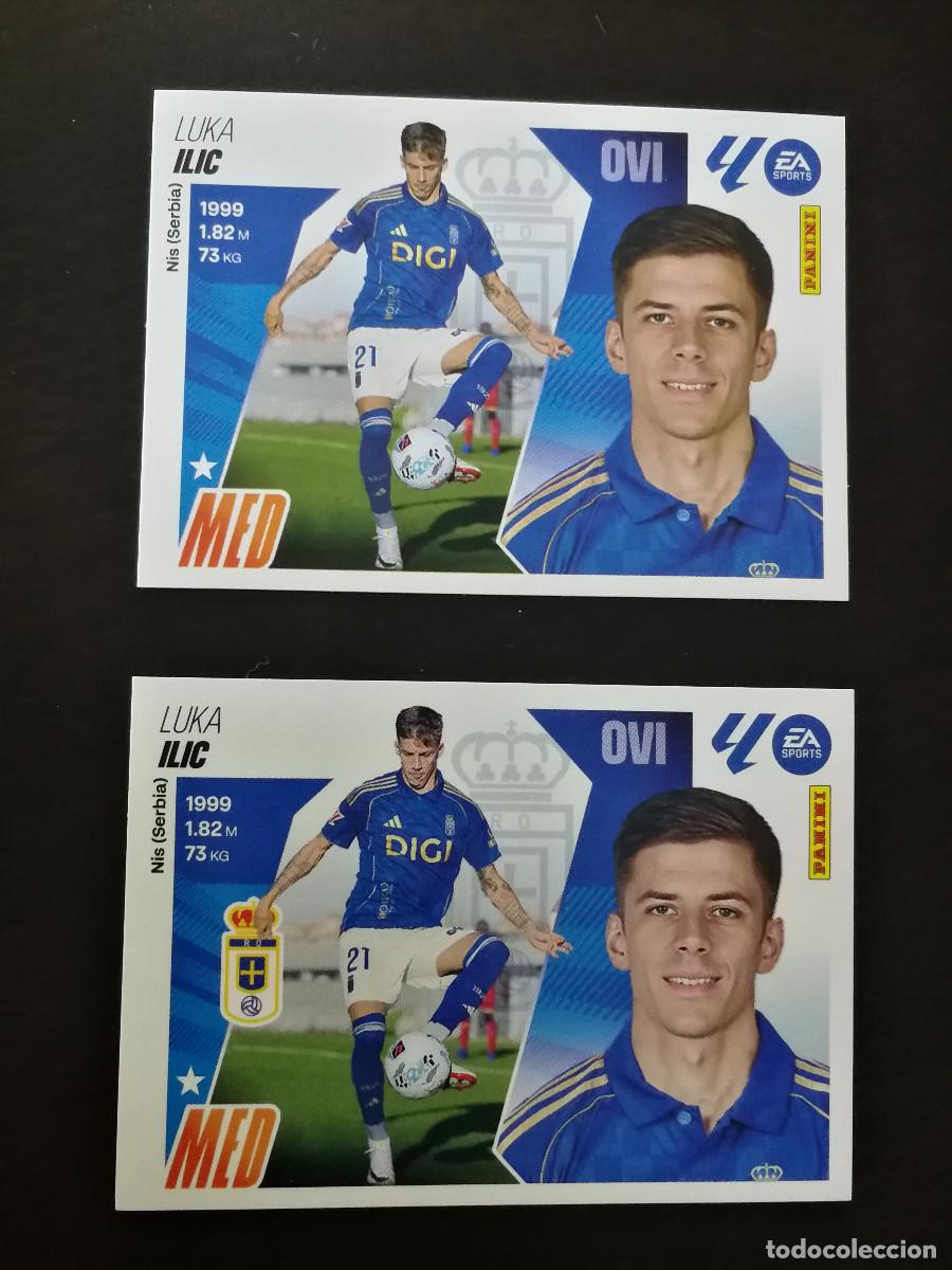Fu&szlig;ball-Sticker: Luka Ilic Coloca Real Oviedo, cromo error y corregido, nuevos de sobre, Este 25/26