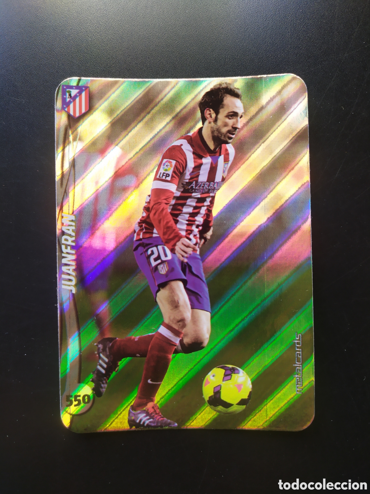 Football Stickers: Mundicromo fichas Liga 2014 2015 14 15 Juanfran top brillo rayas n&deg; 550 Atl&eacute;tico Madrid
