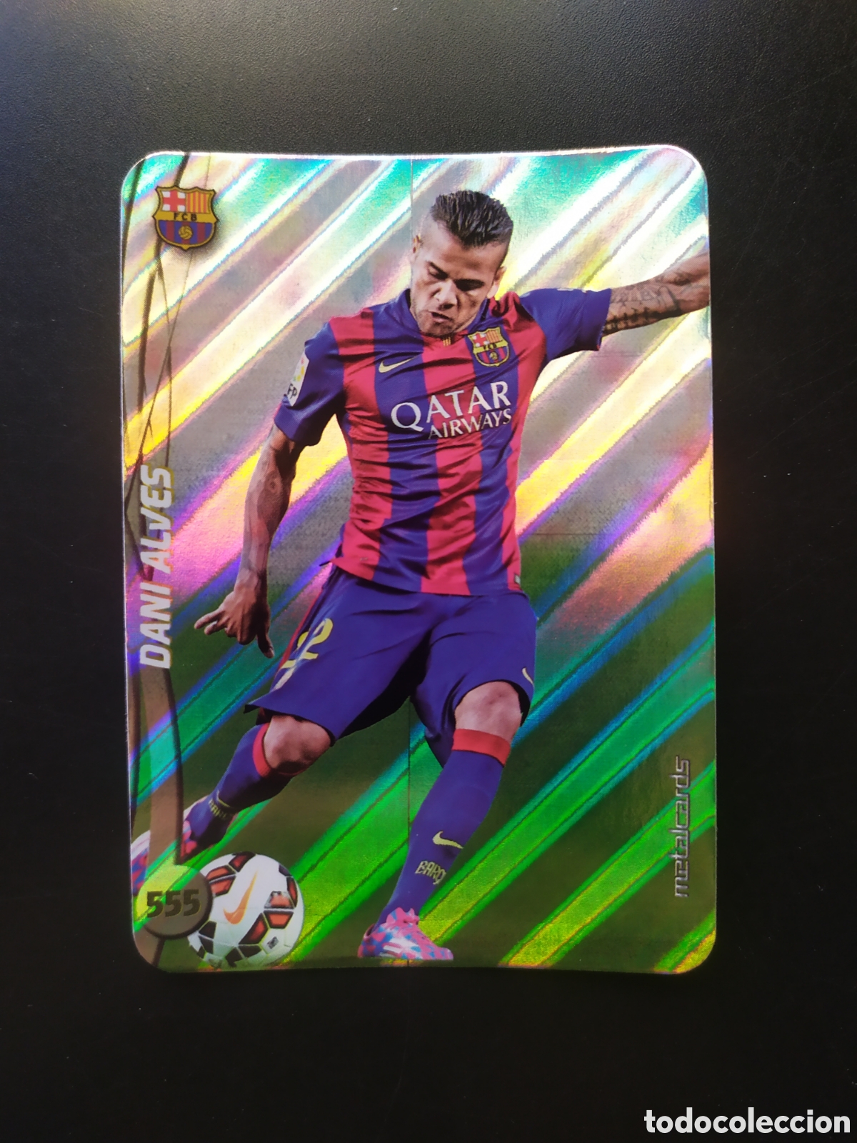 Figurine di Calcio: Mundicromo fichas Liga 2014 2015 14 15 Dani Alves top brillo rayas n&deg; 555 Barcelona
