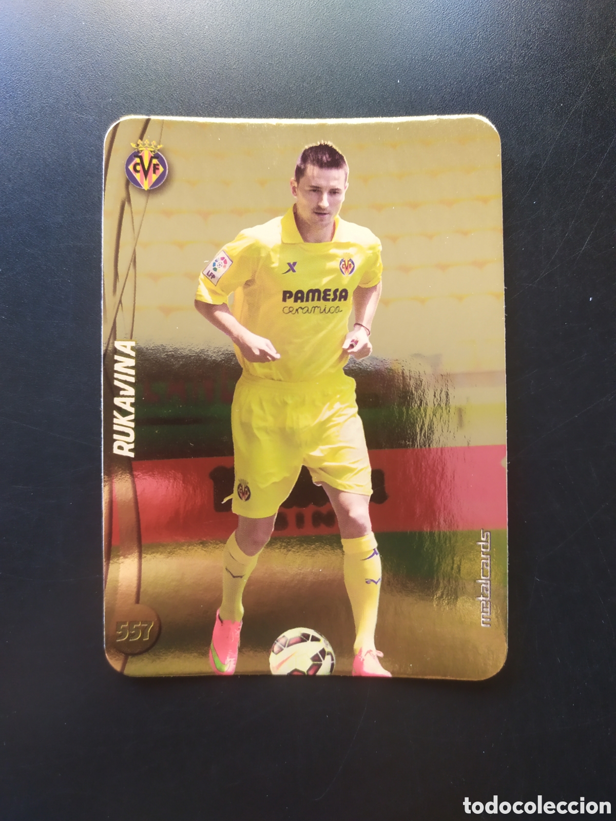 Football Stickers: Mundicromo fichas Liga 2014 2015 14 15 Rukavina top brillo liso dorado n&deg; 557 Villarreal
