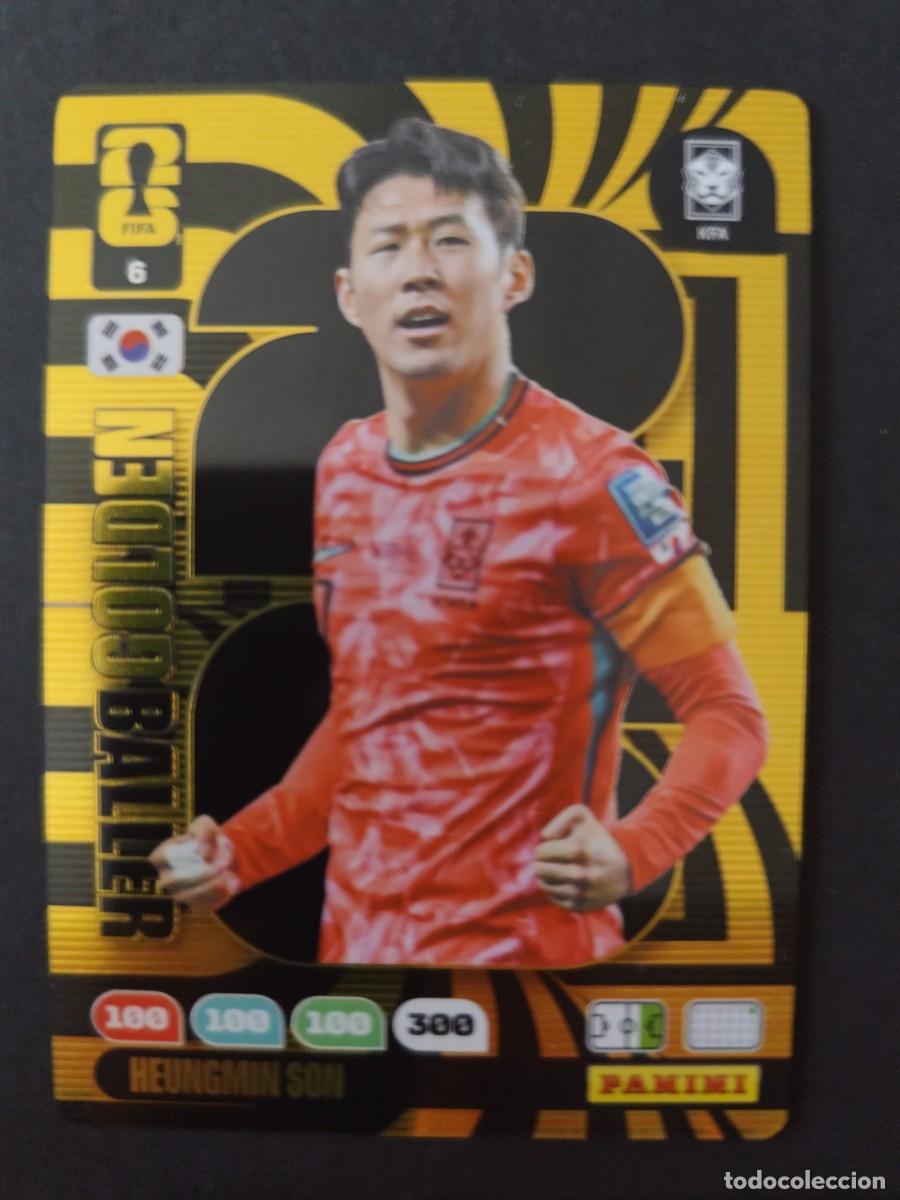 Fu&szlig;ball-Sticker: 6 HEUNGMIN SON COREA DEL SUR GOLDEN BALLER BAL&Oacute;N ORO ADRENALYN MUNDIAL FIFA WORLD CUP 2026 PANINI