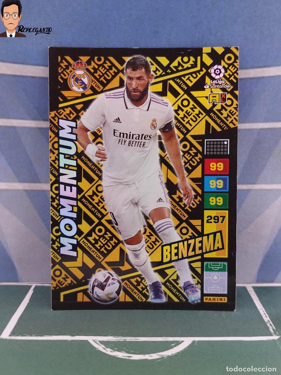 Football Stickers: BENZEMA : MOMENTUM (REAL MADRID) ADRENALYN XL 2022 2023 PANINI 22 23 CARD FICHA CROMO LIGA LFP 001