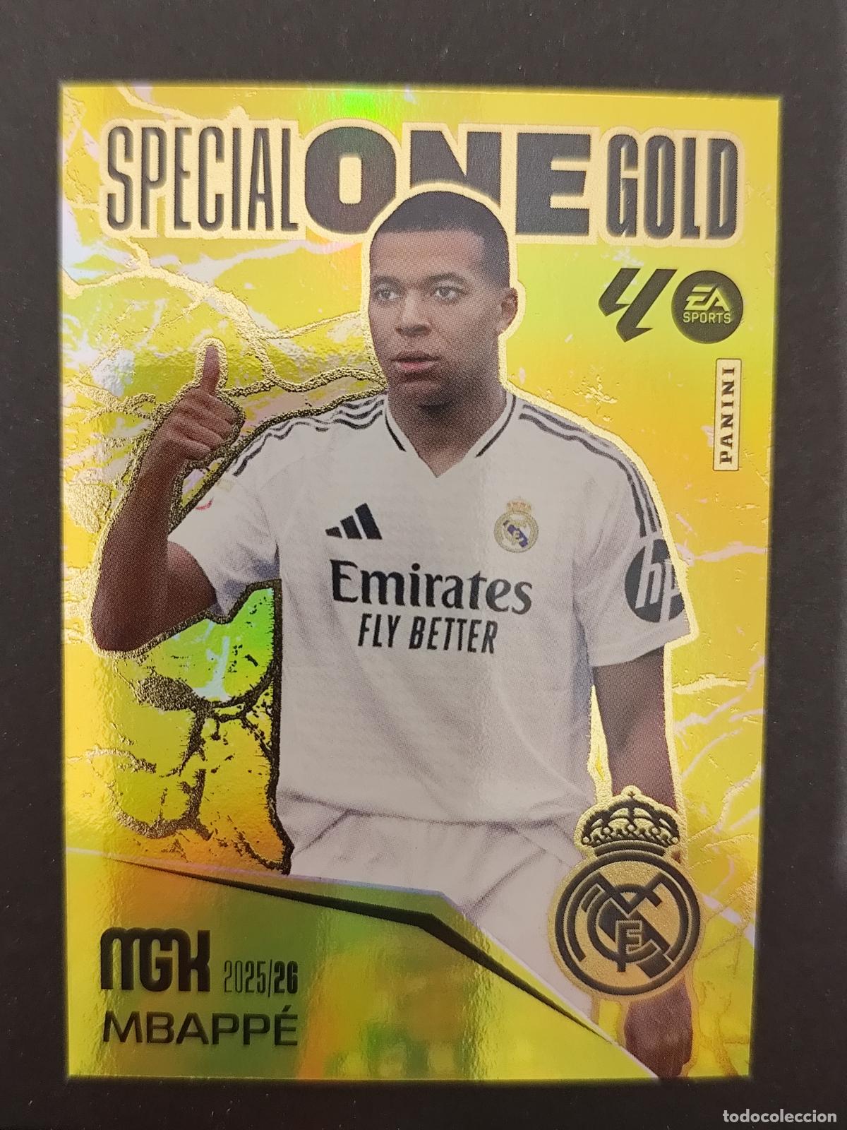 Cromos de F&uacute;tbol: MBAPPE REAL MADRID SPECIAL ONE GOLD MEGACRACKS 2025 2026 25 26