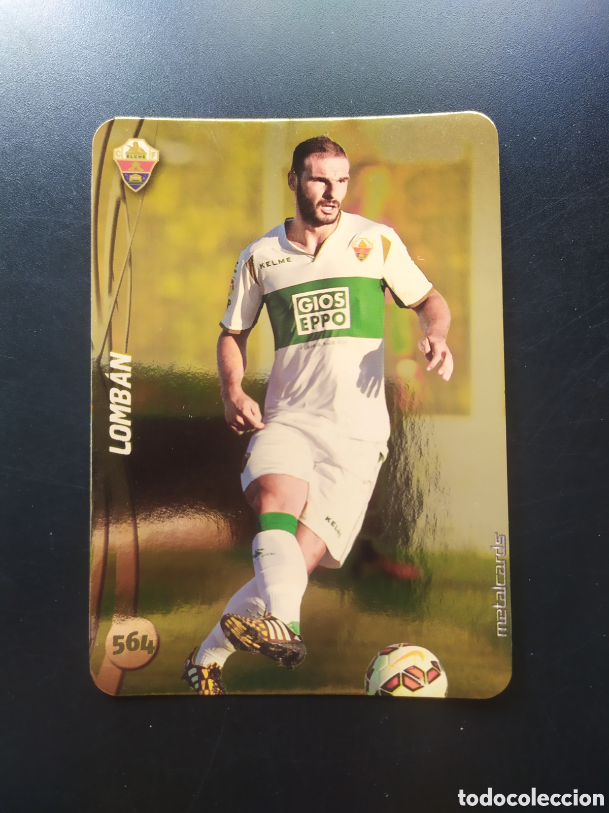 Football Stickers: Mundicromo fichas Liga 2014 2015 14 15 Lomban top brillo liso dorado n&deg; 564 Elche