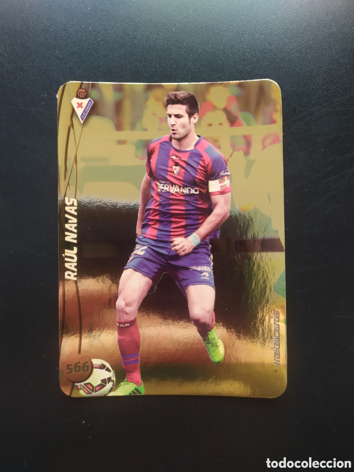 Fu&szlig;ball-Sticker: Mundicromo fichas Liga 2014 2015 14 15 Ra&uacute;l Navas top brillo liso dorado n&deg; 566 Eibar