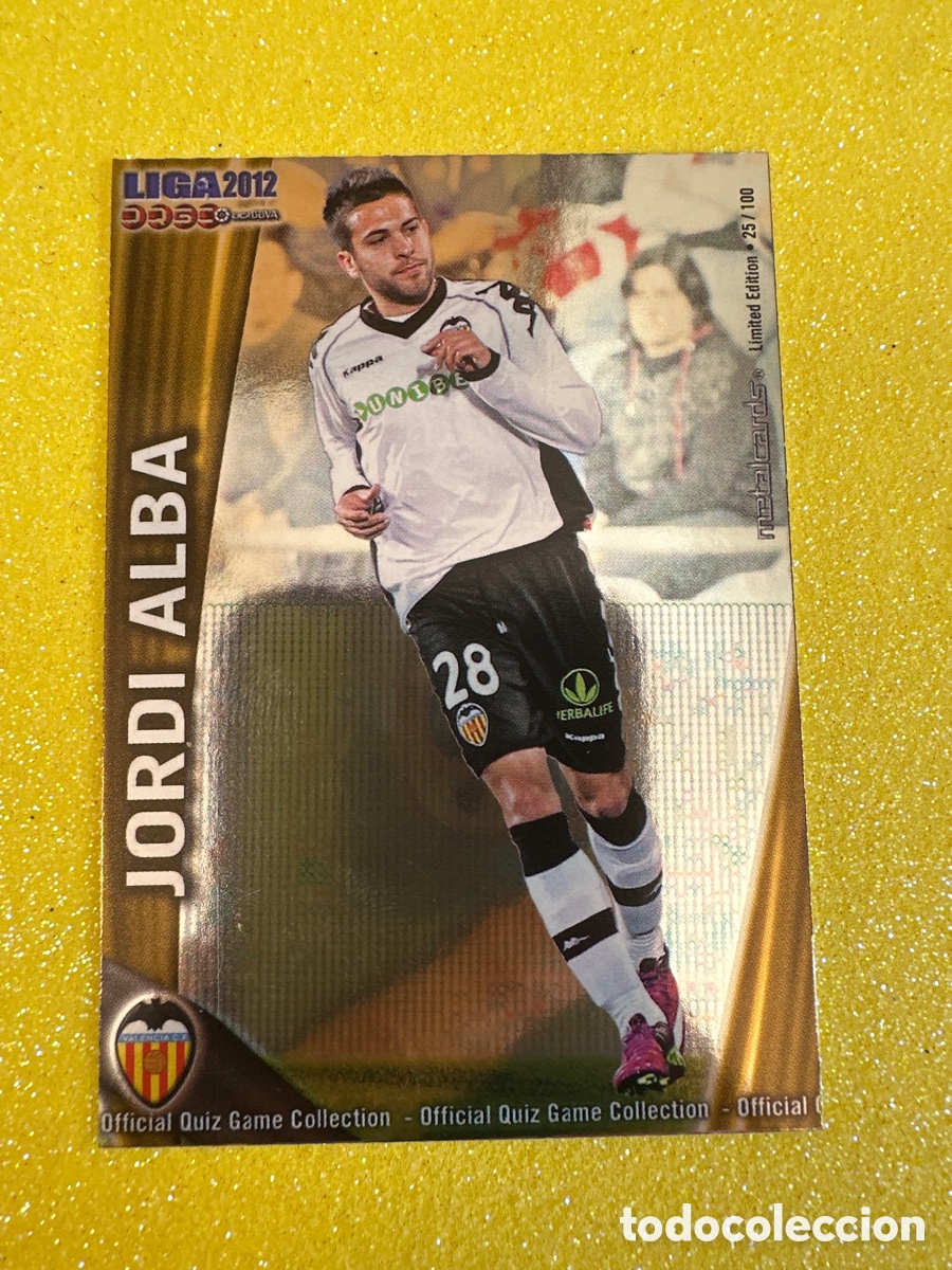 Cromos de F&uacute;tbol: 066 JORDI ALBA (VALENCIA) 25/100 METALCARD LIMITED EDITION MUNDICROMO 2012 11 12