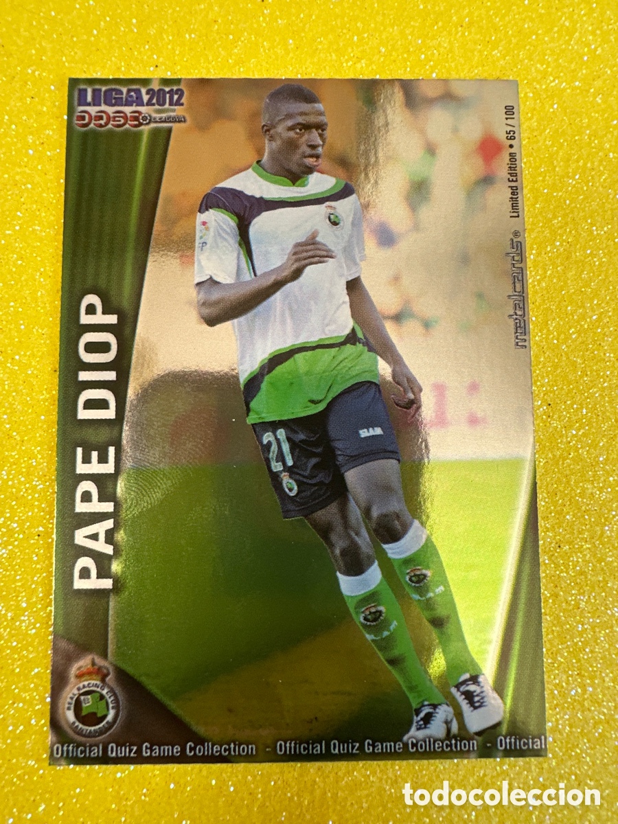 Fu&szlig;ball-Sticker: 312 PAPE DIOP (RACING DE SANTANDER) 65/100 METALCARD LIMITED EDITION MUNDICROMO 2012 11 12