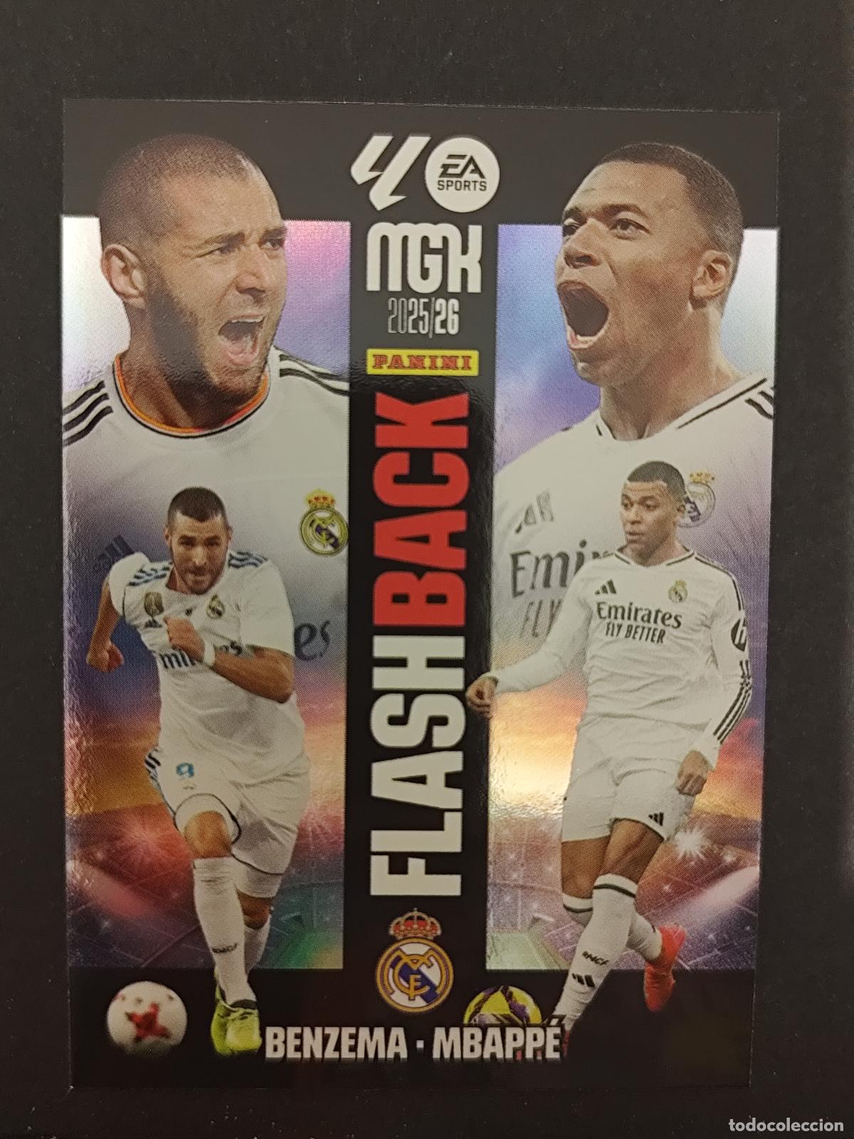 Cromos de F&uacute;tbol: 425 BENZEMA MBAPP&Eacute; REAL MADRID FLASHBACK MEGACRACKS 2025 2026 25 26