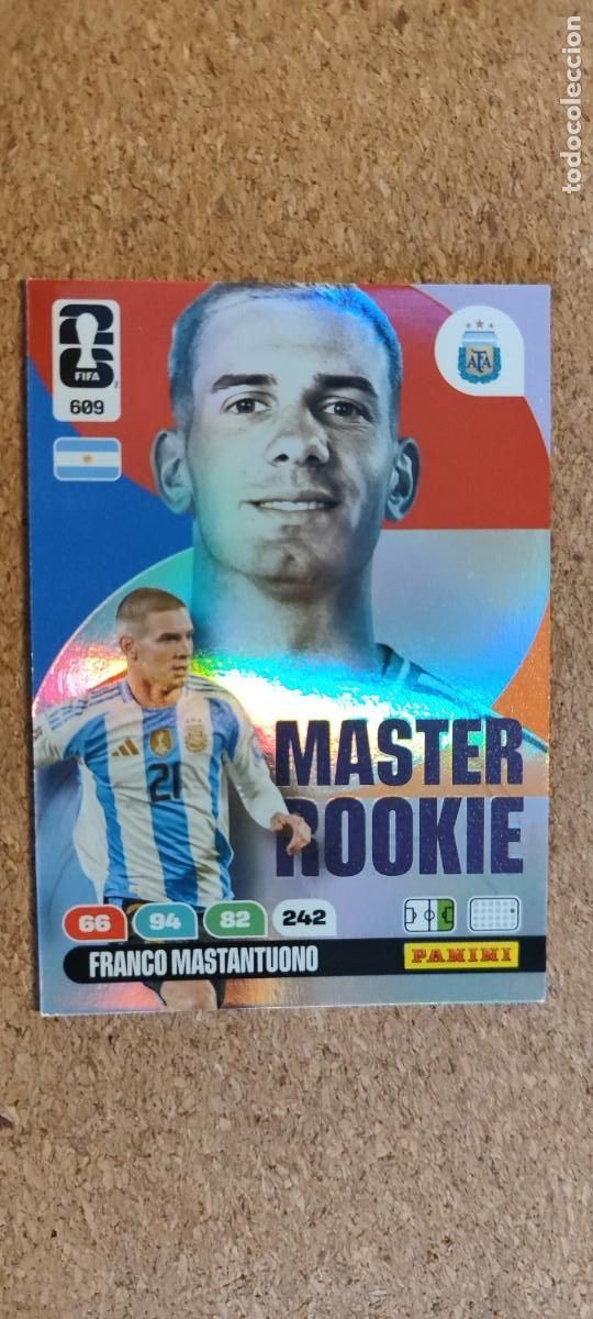 Football Stickers: ADRENALYN XL FIFA WORLD CUP 2026 CARD MASTER ROOKIE MASTANTUONO ARGENTINA # 609 PANINI