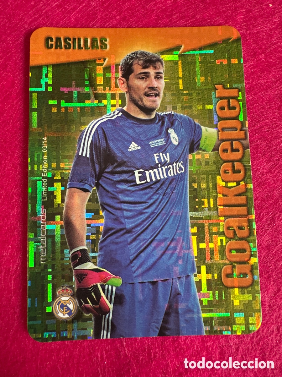 Cartes &agrave; collectionner de Football: CASILLAS (R.MADRID) GOALKEEPER FONDO TETRIS MUNDICROMO 2015 14 15 LIMITED EDITION METALCARD