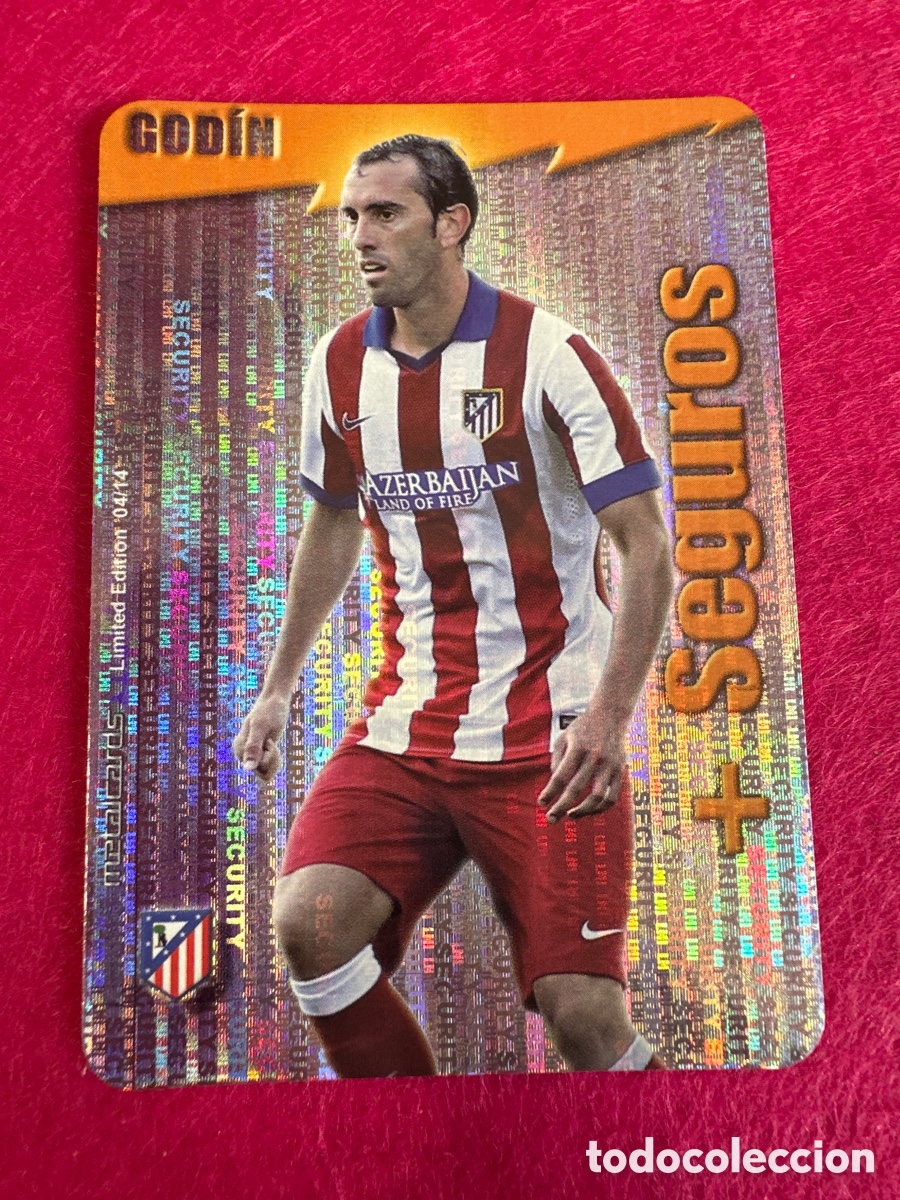 Football Stickers: GOD&Iacute;N (AT.MADRID) +SEGUROS SECURITY MUNDICROMO 2015 14 15 LIMITED EDITION METALCARD