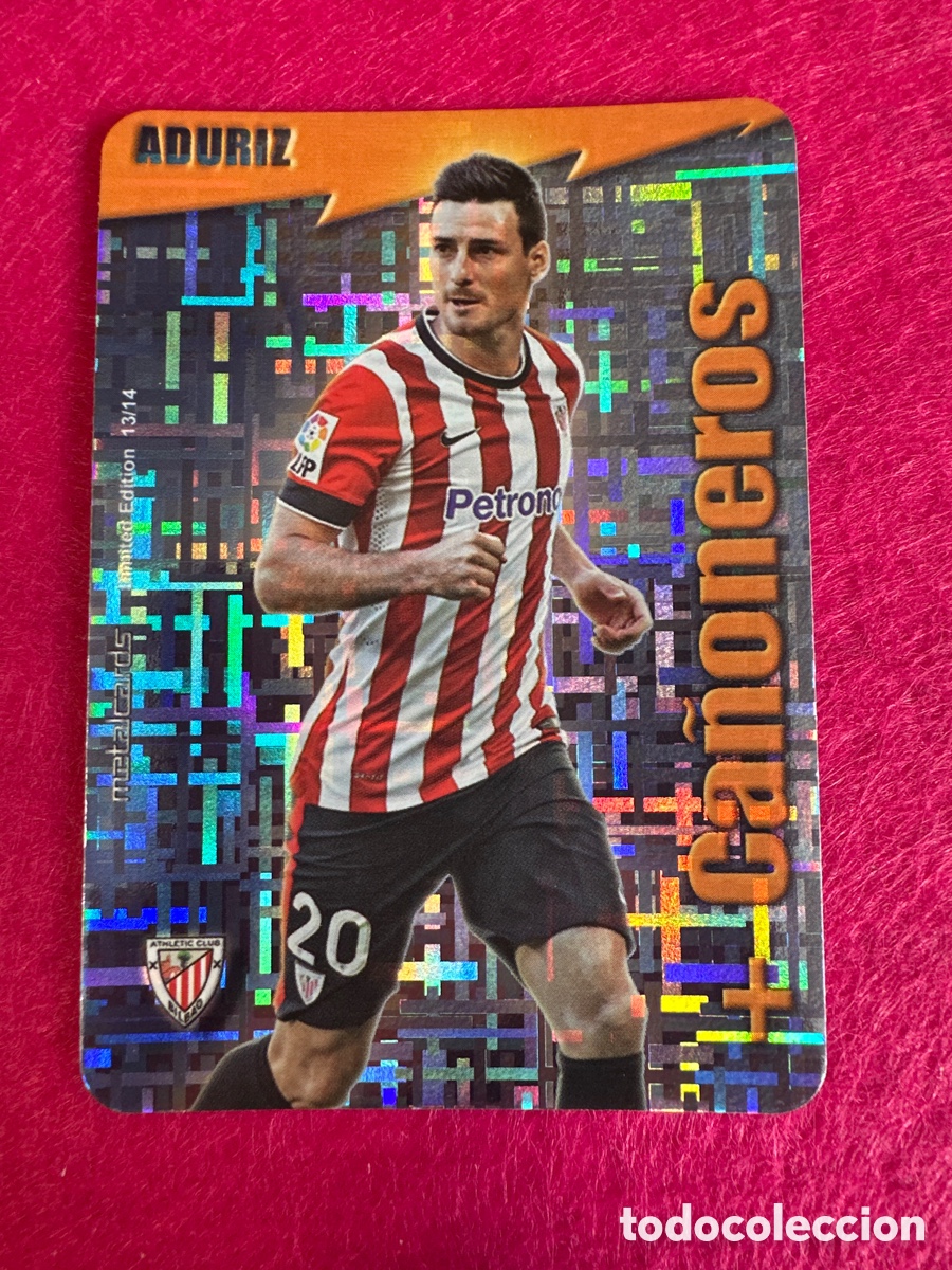 Fu&szlig;ball-Sticker: ADURIZ (ATHLETIC BILBAO) +CA&Ntilde;ONEROS FONDO TETRIS MUNDICROMO 2015 14 15 LIMITED EDITION METALCARD