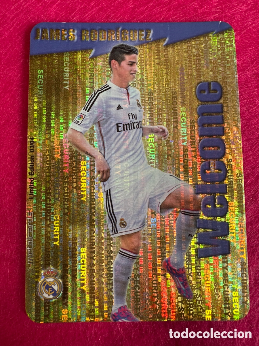Cromos de F&uacute;tbol: JAMES RODRIGUEZ (R.MADRID) WELCOME SECURITY MUNDICROMO 2015 14 15 LIMITED EDITION METALCARD