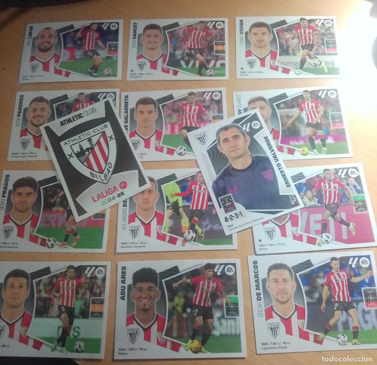 Cromos de F&uacute;tbol: 14 CROMOS DIFERENTES ATHLETIC DE BILBAO LISTADO 24 25 LIGA ESTE 2024 2025 SIN PEGAR