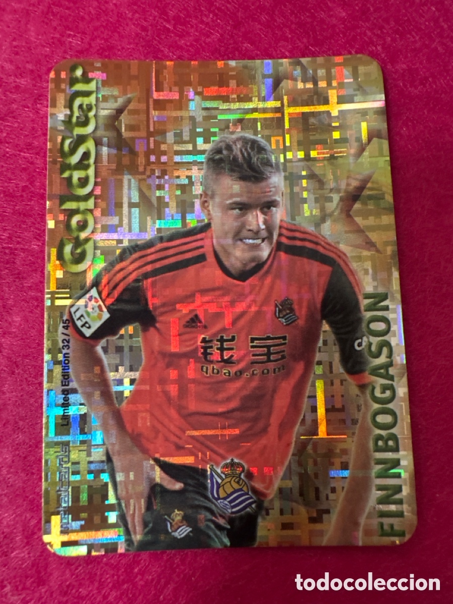 Cartes &agrave; collectionner de Football: 32/45 FINNBOGASON(R.SOCIEDAD) GOLDSTAR FONDO TETRIS MUNDICROMO 2015 14 15 LIMITED EDITION METALCARD