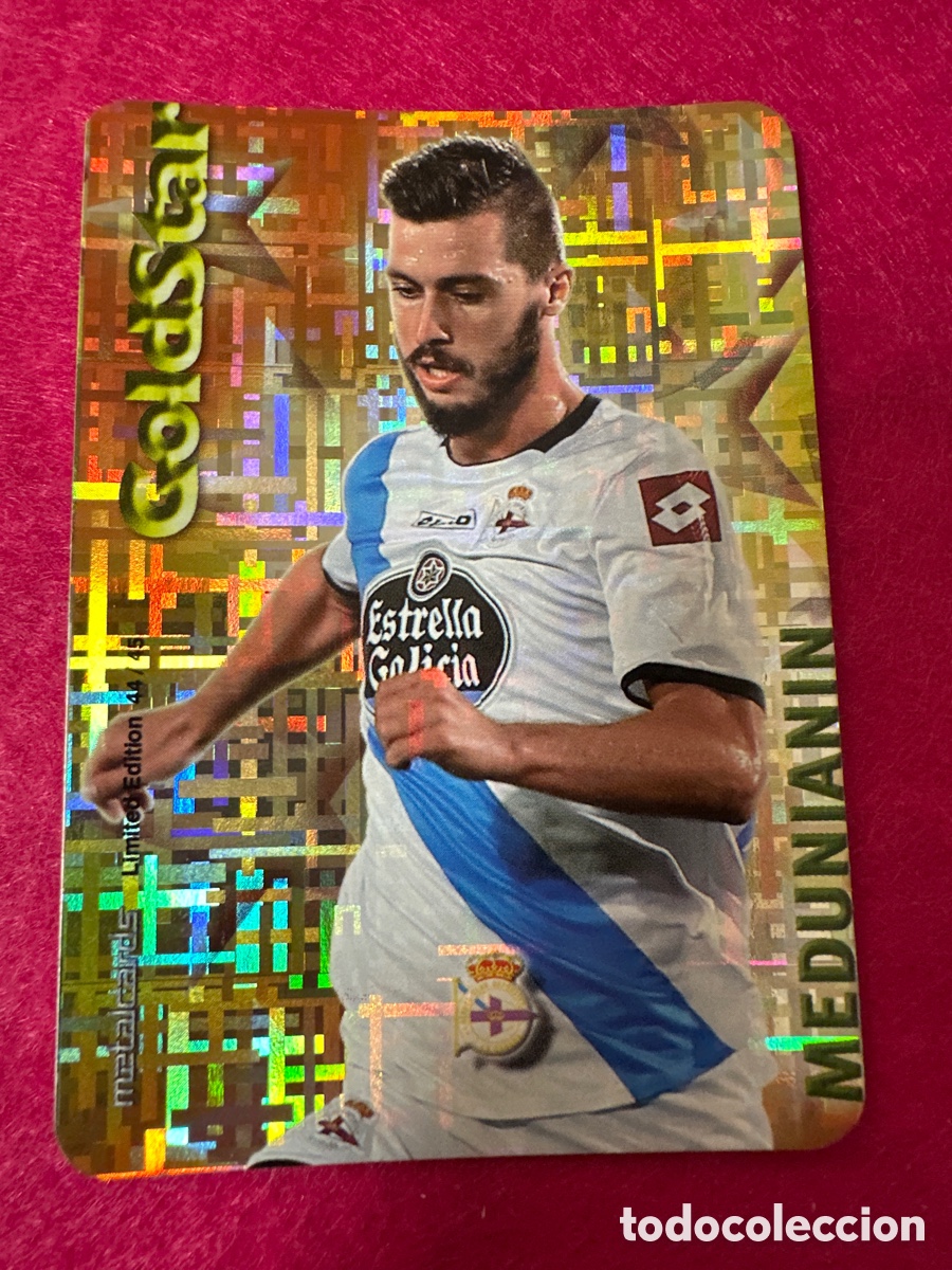 Cromos de F&uacute;tbol: 44/45 MEDUNIANIN(DEPORTIVO) GOLDSTAR FONDO TETRIS MUNDICROMO 2015 14 15 LIMITED EDITION METALCARD