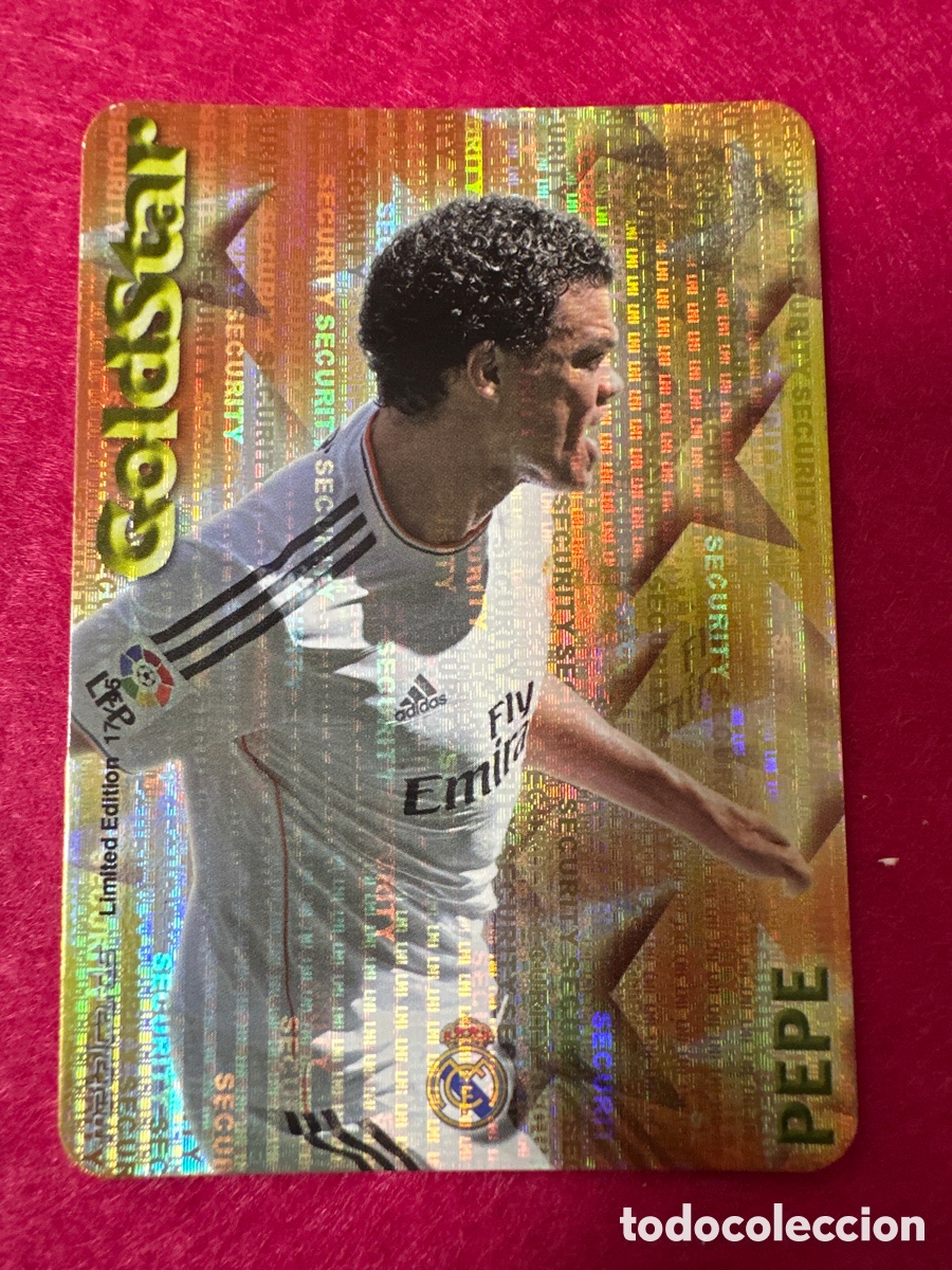 Cromos de F&uacute;tbol: 17/45 PEPE (R.MADRID) GOLDSTAR SECURITY MUNDICROMO 2015 14 15 LIMITED EDITION METALCARD
