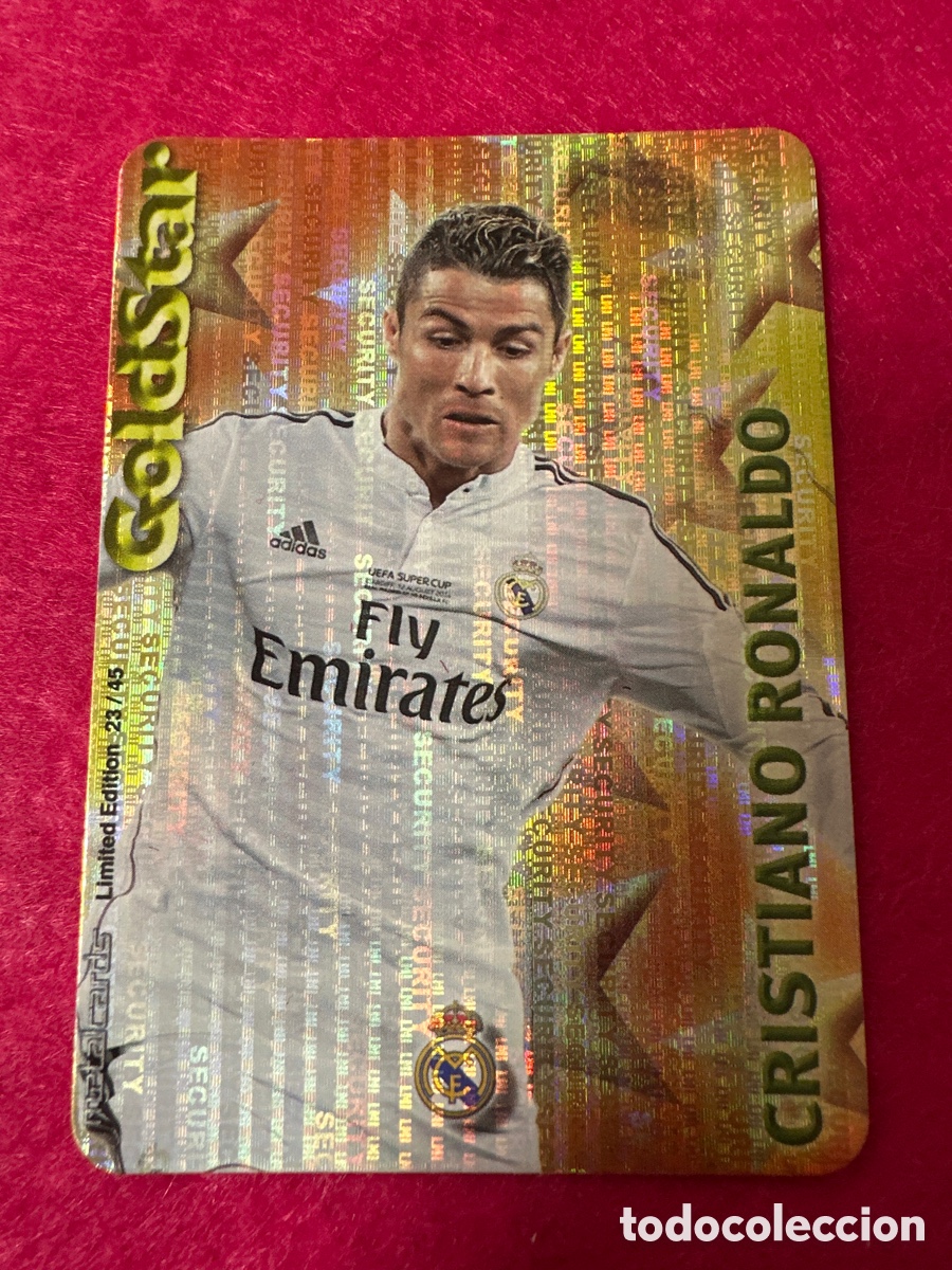 Cromos de F&uacute;tbol: 23/45 CRISTIANO RONALDO (R.MADRID) GOLDSTAR SECURITY MUNDICROMO 2015 14 15 LIMITED EDITION METALCARD