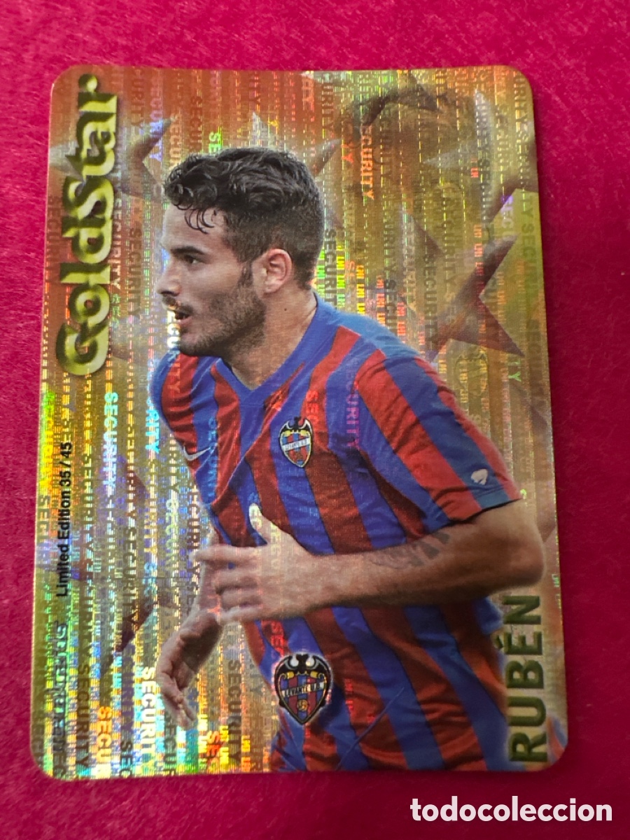 Football Stickers: 35/45 RUB&Eacute;N(LEVANTE) GOLDSTAR SECURITY MUNDICROMO 2015 14 15 LIMITED EDITION METALCARD
