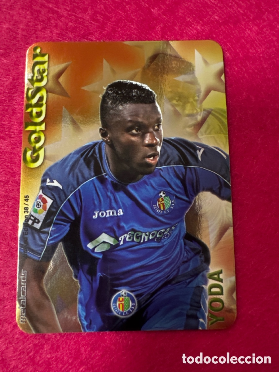 Fu&szlig;ball-Sticker: 38/45 YODA(GETAFE) GOLDSTAR BRILLO LISO MUNDICROMO 2015 14 15 LIMITED EDITION METALCARD
