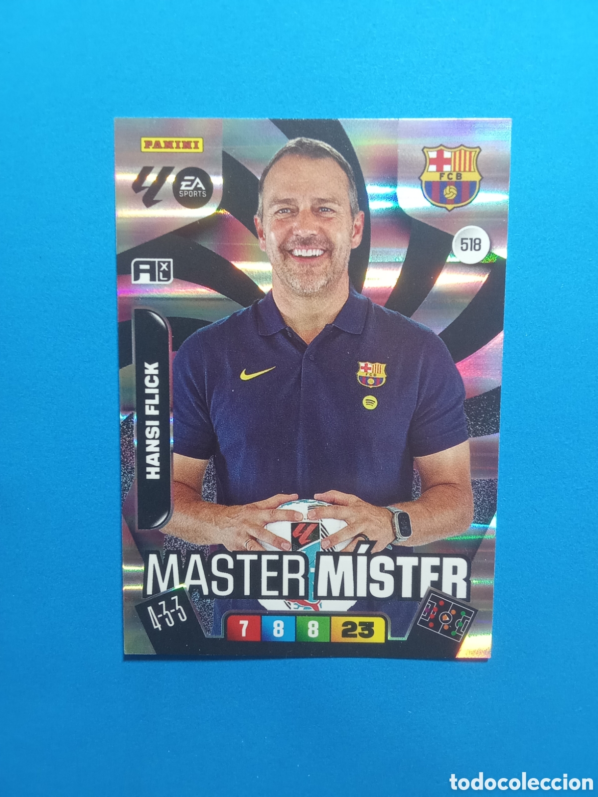 Cartes &agrave; collectionner de Football: CROMO 518 HANSI FLICK BARCELONA NUEVO MASTER MISTER ENTRENADOR ADRENALYN 25-26