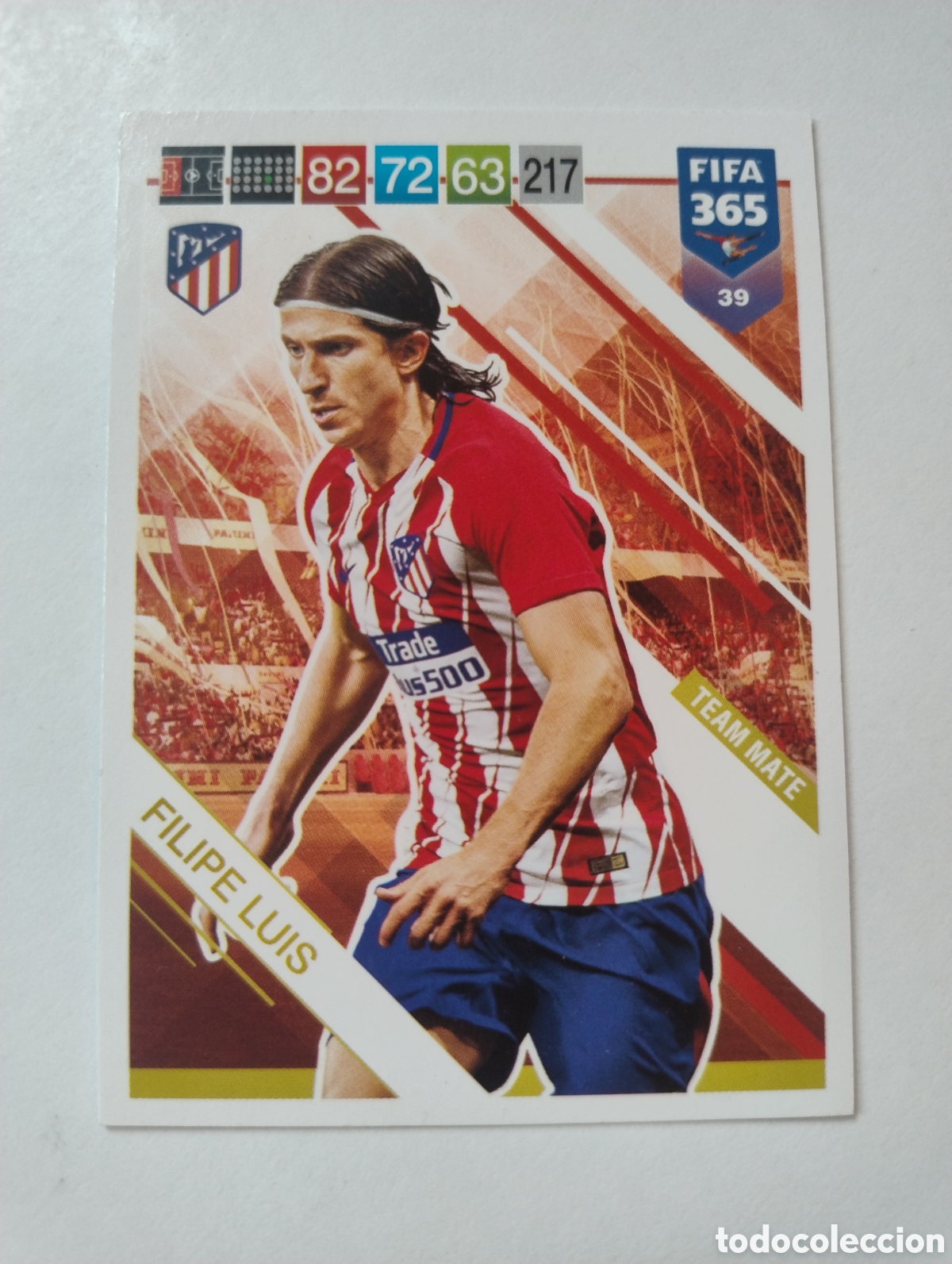 Cromos de F&uacute;tbol: 39 - Filipe Luis - Atl&eacute;tico de Madrid - Adrenalyn XL FIFA 365 2019
