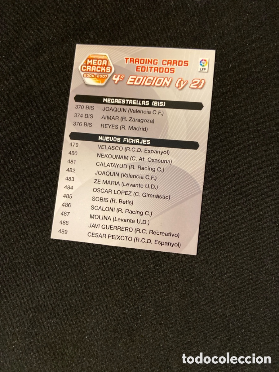 Fu&szlig;ball-Sticker: INDICE 4&ordf; EDICION (2) PANINI MEGACRACKS 2006-2007 06 07 CROMO CARTA M-3