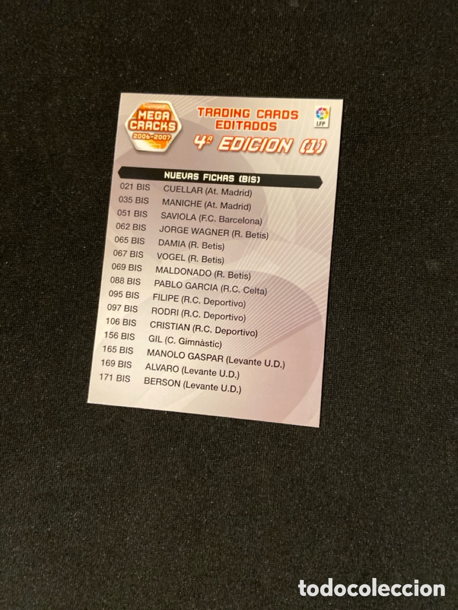 Fu&szlig;ball-Sticker: INDICE 4&ordf; EDICION (1) PANINI MEGACRACKS 2006-2007 06 07 CROMO CARTA M-3
