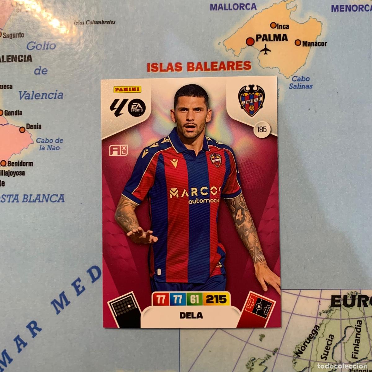 Cromos de F&uacute;tbol: Dela n&uacute;mero 185 del Levante cromo adrenalyn XL 25-26 2025-2026