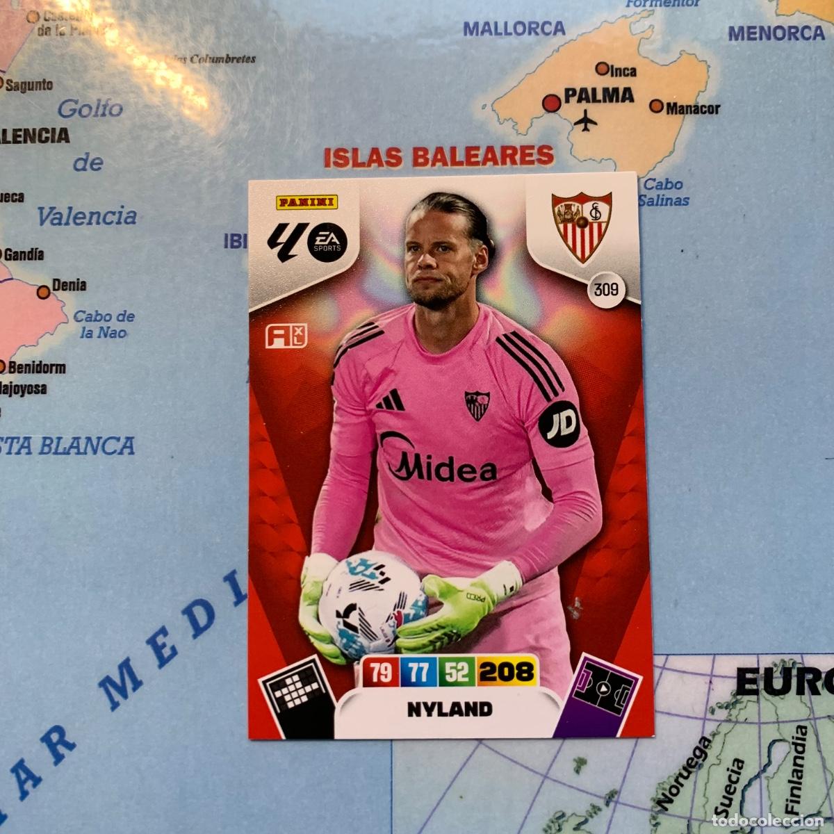 Figurine di Calcio: Nyland n&uacute;mero 309 del Sevilla cromo adrenalyn XL 25-26 2025-2026