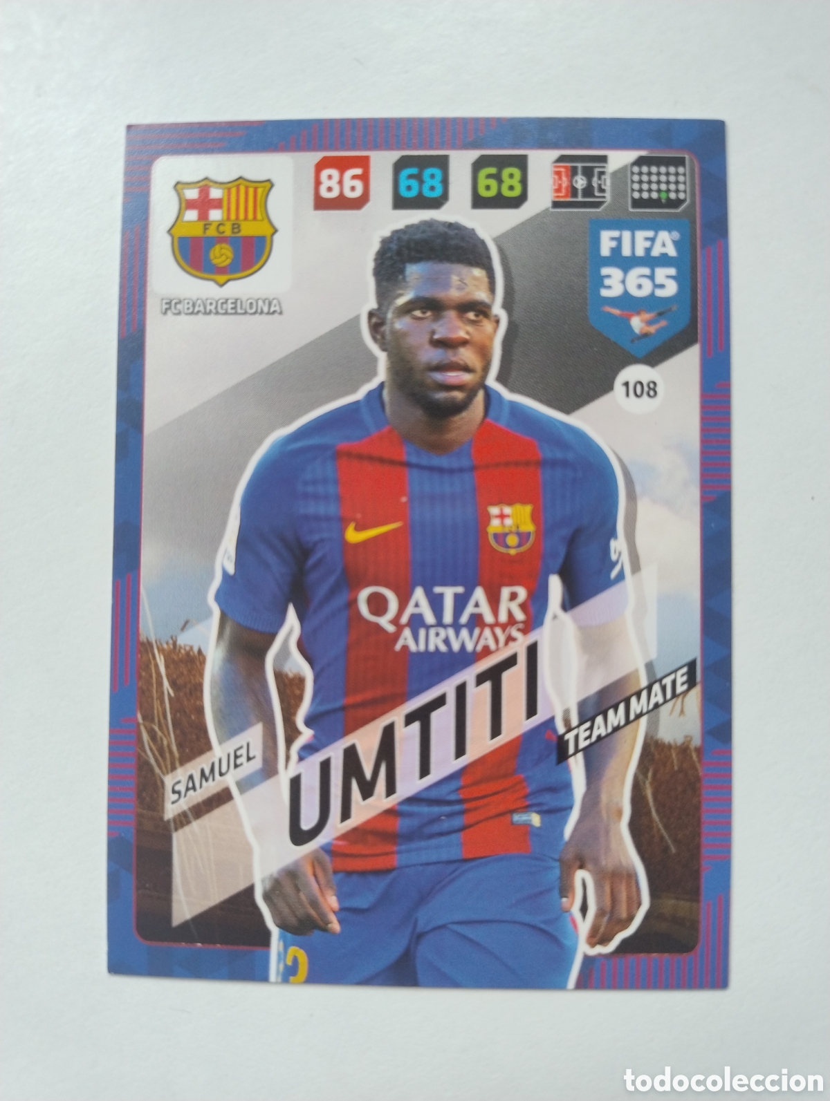 Fu&szlig;ball-Sticker: 108 - Umtiti - Barcelona - Adrenalyn XL FIFA 365 2018