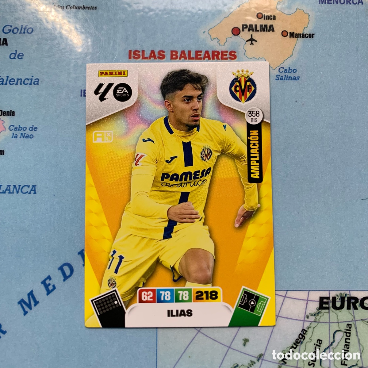 Football Stickers: Ilias ampliacion n&uacute;mero 358 Bis del Villarreal cromo adrenalyn XL 25-26 2025-2026