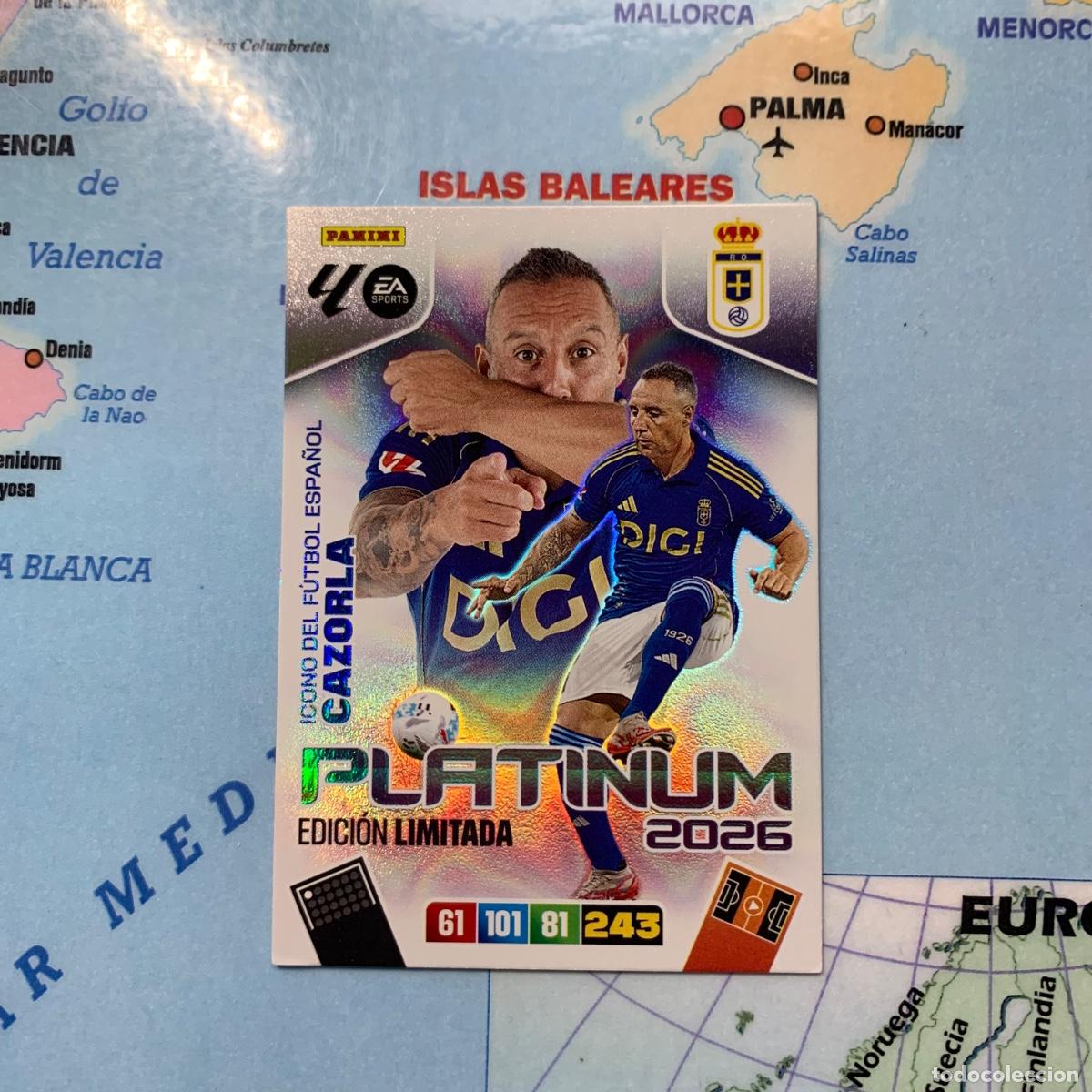 Cartes &agrave; collectionner de Football: Cazorla edici&oacute;n limitada Platinum del Oviedo cromo adrenalyn XL 25-26 2025-2026