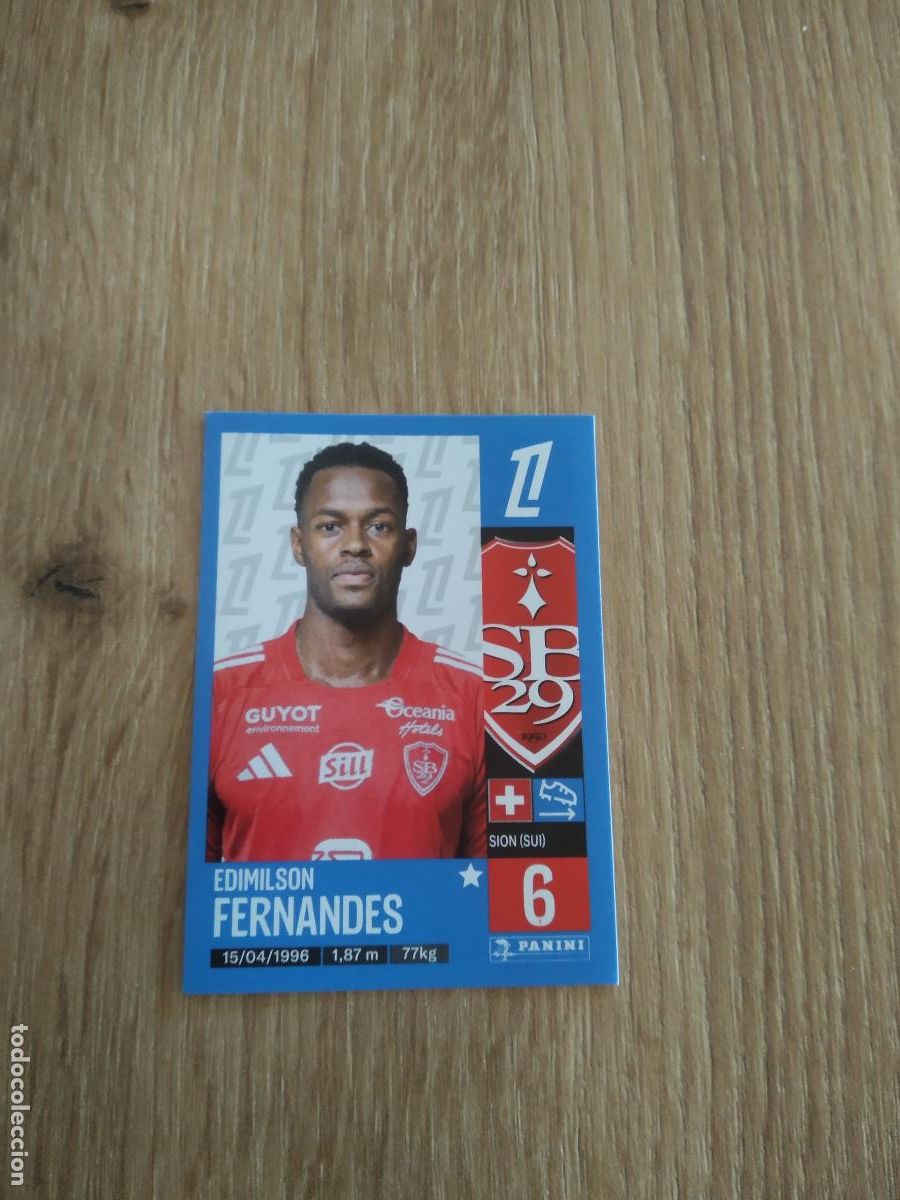 Cartes &agrave; collectionner de Football: 73 EDIMILSON FERNANDES STADE BRESTOIS CROMO FUTBOL PANINI LIGUE 1 FOOT 24-25 LIGA FRANCIA 2024-2025