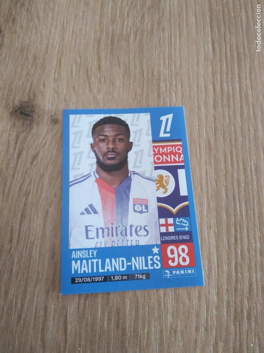 Cromos de F&uacute;tbol: 185 MAITLAND-NILES OLYMPIQUE LYON CROMO FUTBOL PANINI LIGUE 1 FOOT 24-25 LIGA FRANCIA 2024-2025