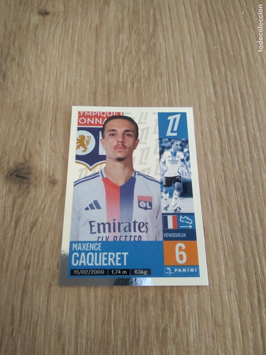 Cromos de F&uacute;tbol: 190 MAXENCE CAQUERET OLYMPIQUE LYON CROMO FUTBOL PANINI LIGUE 1 FOOT 24-25 LIGA FRANCIA 2024-2025