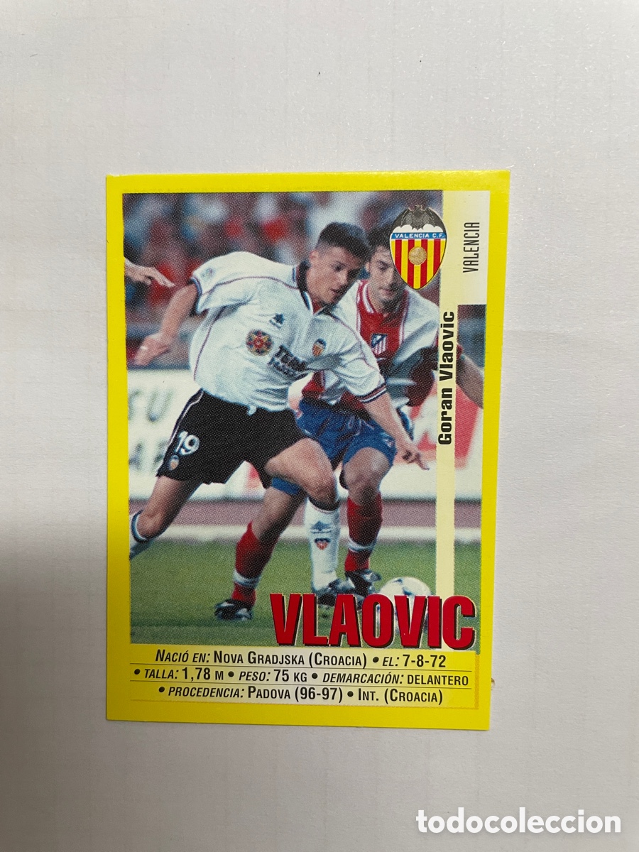 Cromos de F&uacute;tbol: 73a VLAOVIC VALENCIA SIN PEGAR PANINI LIGA 1999/2000 99 00