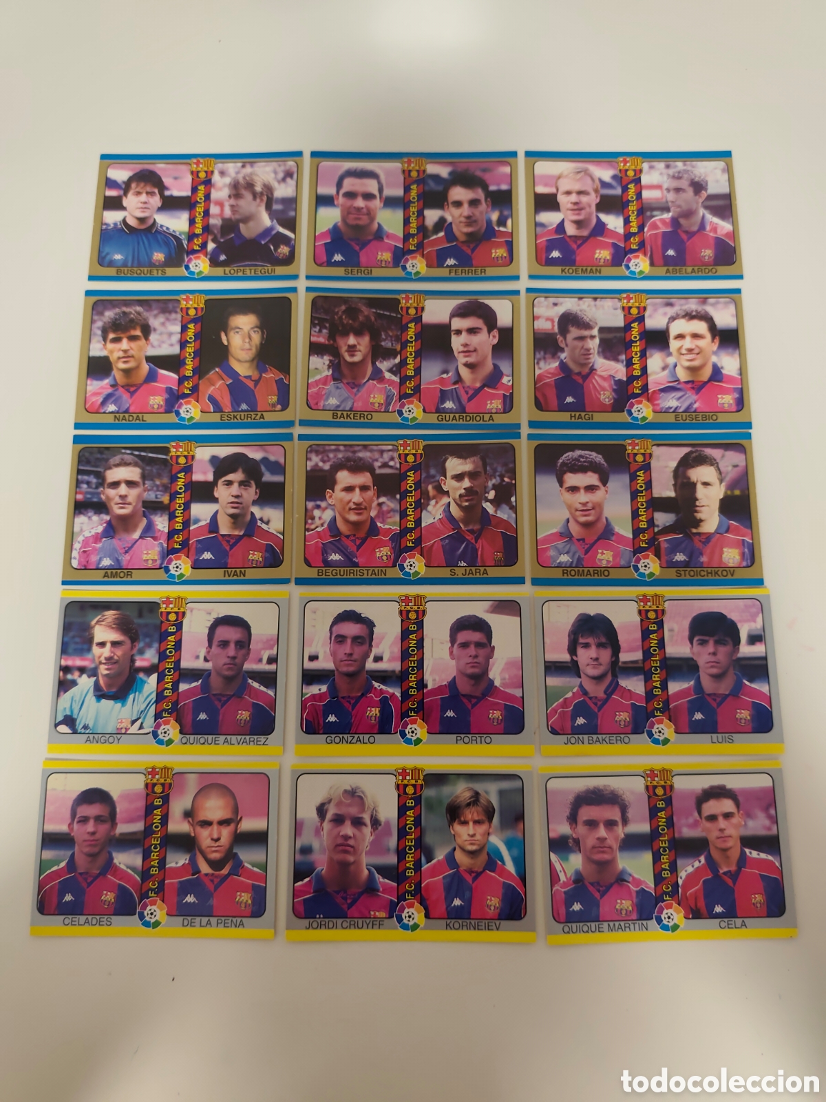 Cromos de F&uacute;tbol: COMPLETO 15 CARDS FC BARCELONA MUNDICROMO FUTBOL TOTAL LIGA 95