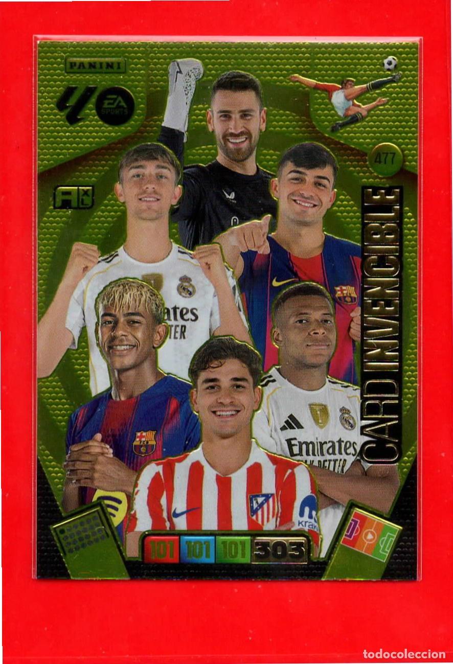 Fu&szlig;ball-Sticker: 477 Unai Sim&oacute;n / Huijsen / Pedri / Lamine Yamal / Mbapp&eacute; / Juli&aacute;n &Aacute;lvarez - Card Invencible - Adrena