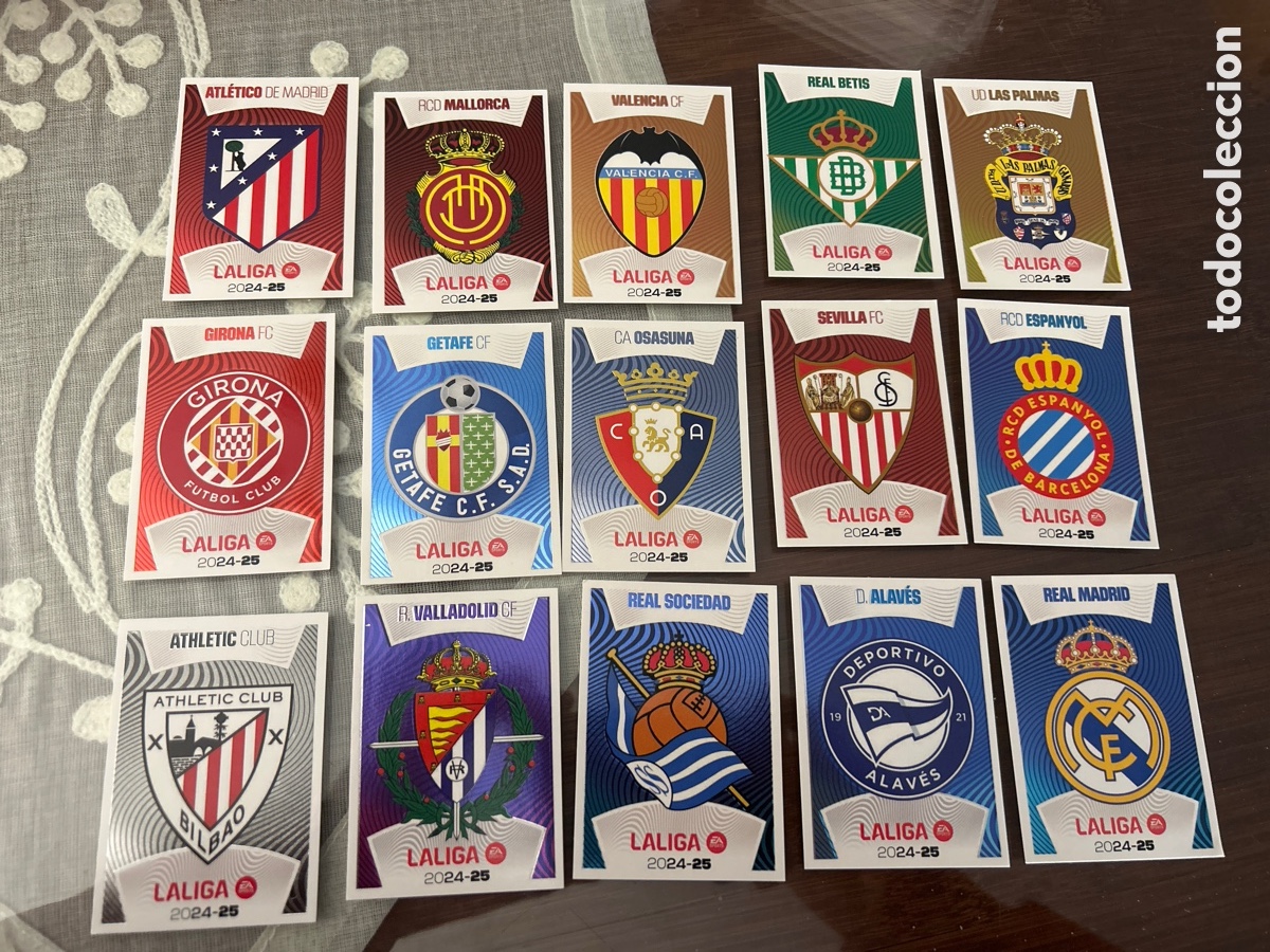 Fu&szlig;ball-Sticker: 15 cromos Liga 24/25 Panini Escudos nuevos