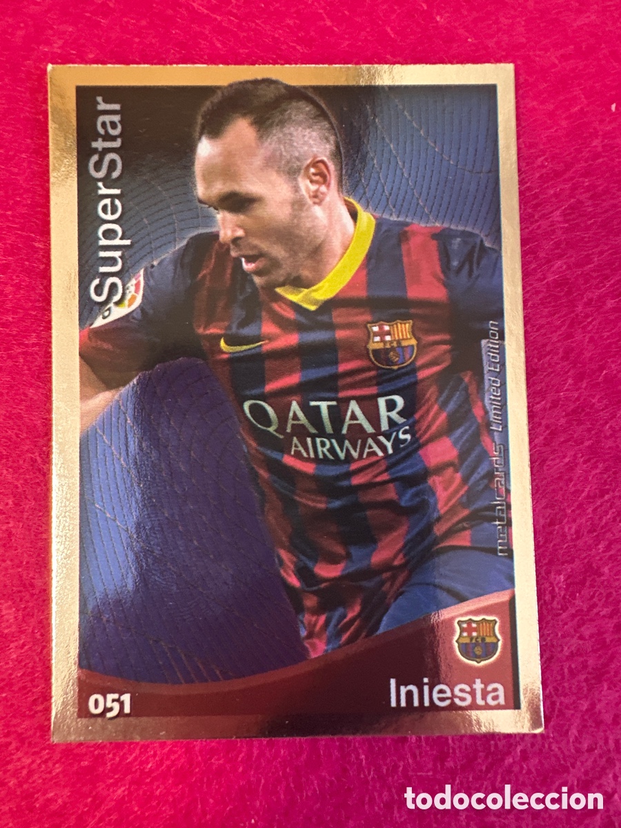 Cromos de Futebol: 51 INIESTA(F.C.BARCELONA) SUPERSTAR BRILLO LISO MUNDICROMO 2015 QUIZ LIGA 14 15 LIMITED EDITION