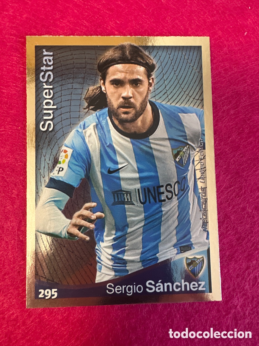 Cromos de Futebol: 295 SERGIO S&Aacute;NCHEZ (M&Aacute;LAGA) SUPERSTAR BRILLO LISO MUNDICROMO 2015 QUIZ LIGA 14 15 LIMITED EDITION