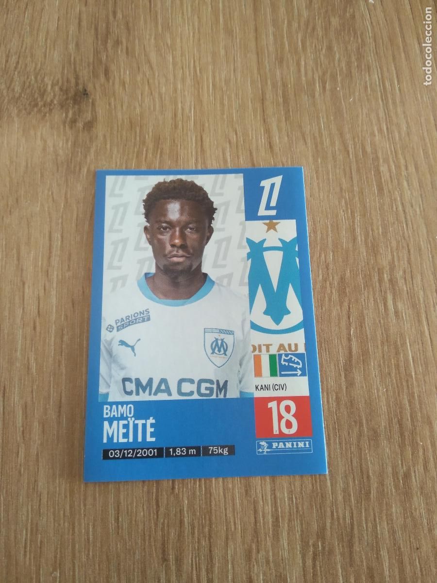 Cartes &agrave; collectionner de Football: 220 BAMO MEITE OLYMPIQUE MARSELLA CROMO FUTBOL PANINI LIGUE 1 FOOT 24-25 LIGA FRANCIA 2024-2025